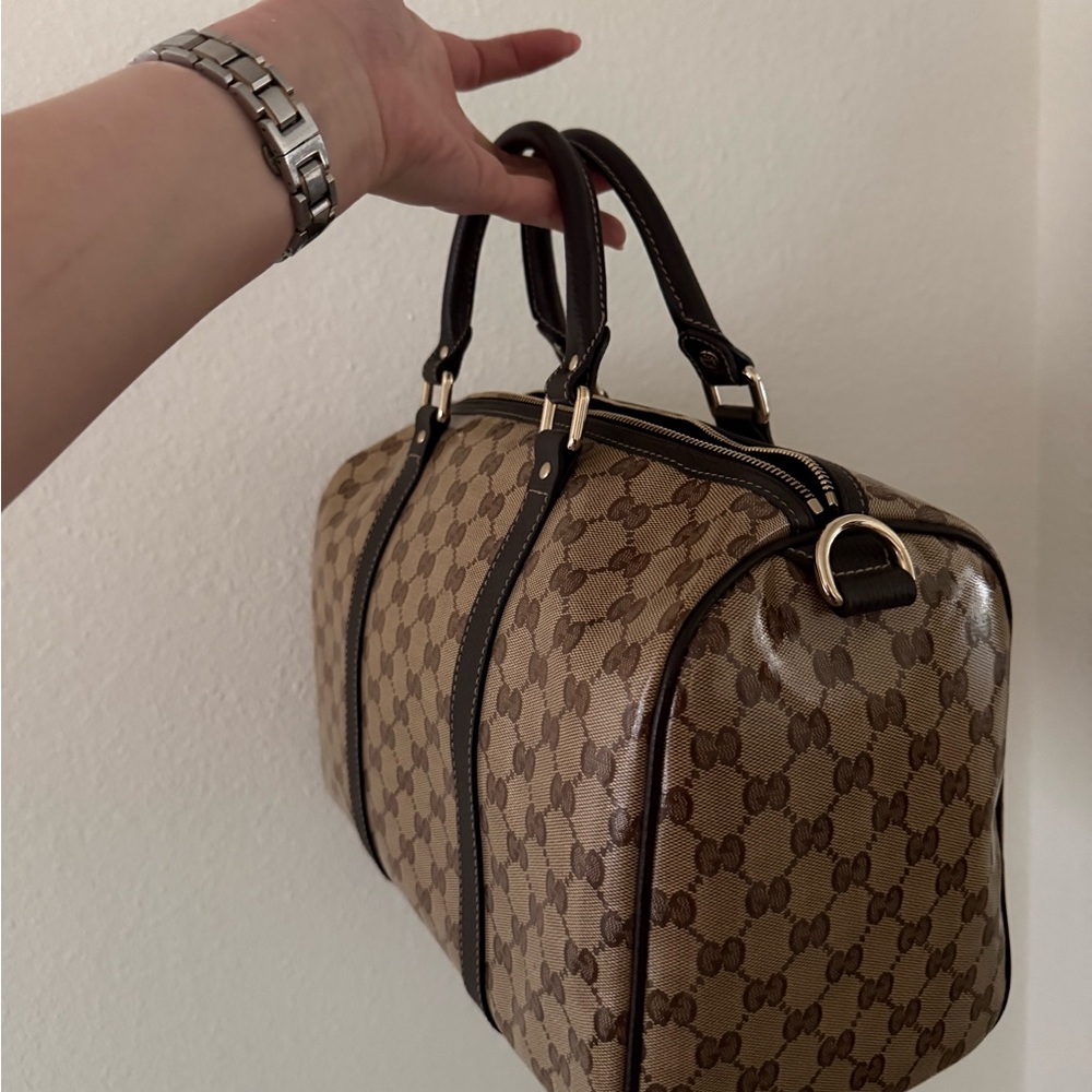 Gucci Beige & Brown Monogram Boston handbag - Picture 2 of 2